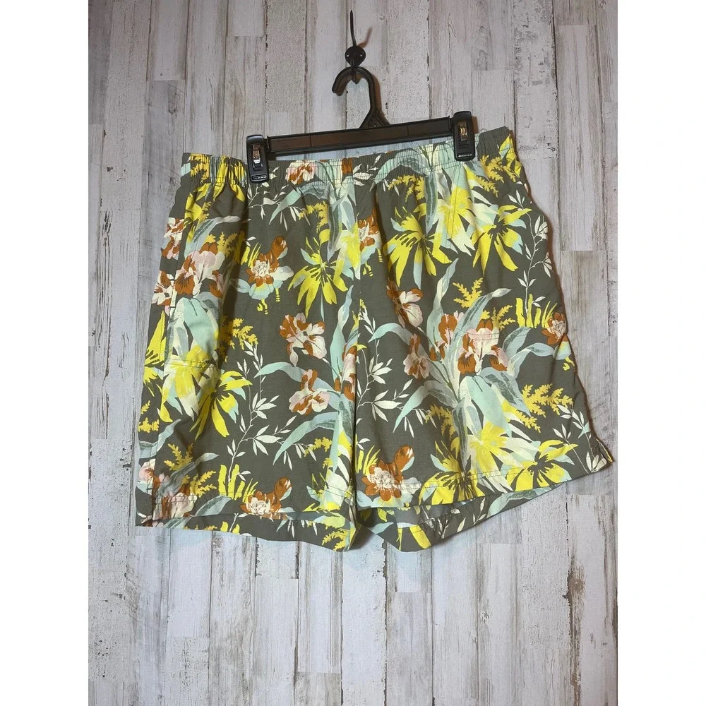 Columbia‎ Mens XL swim trunks court dark green floral print